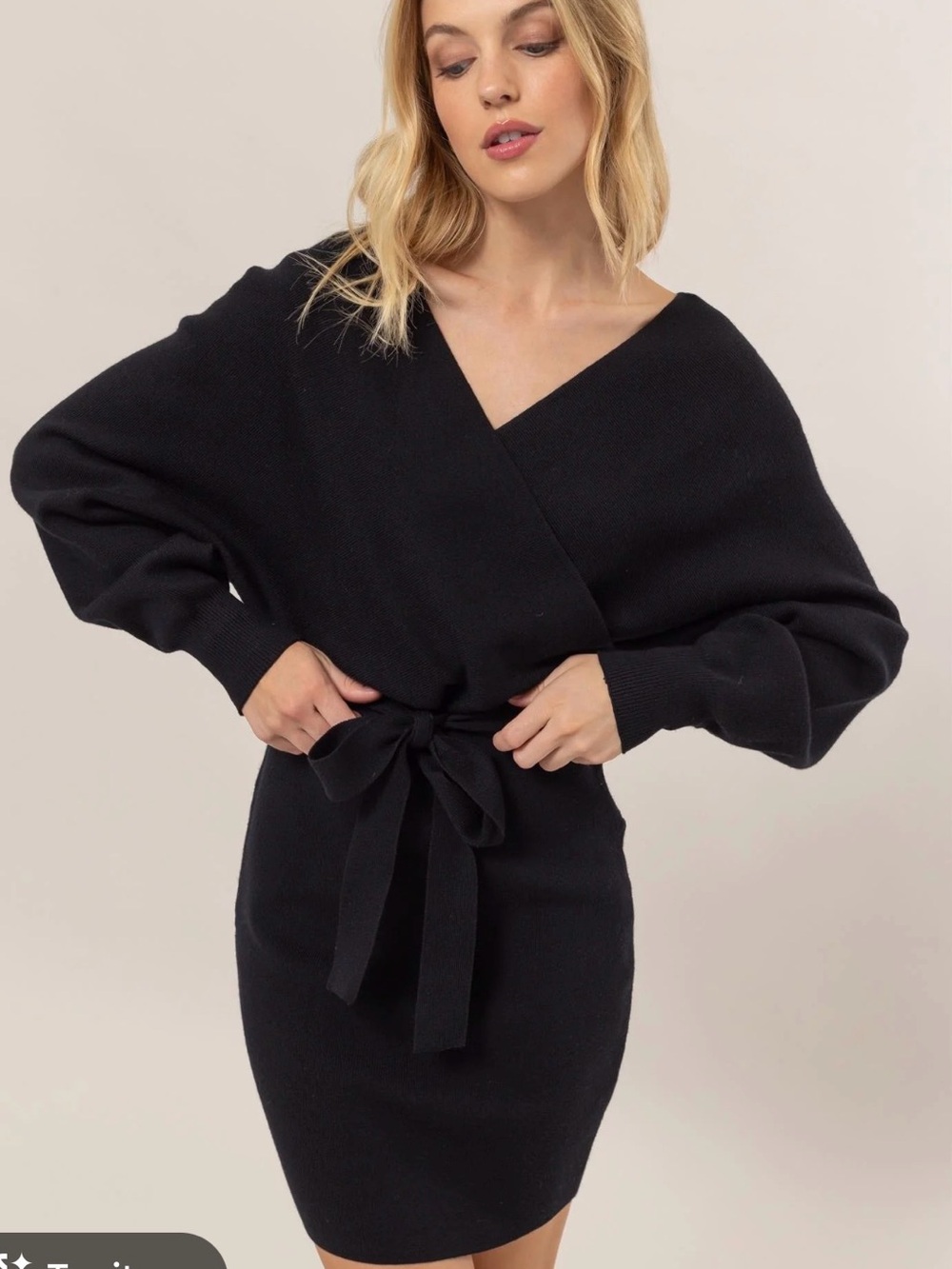 Becool size small black wrap dress with tie waist #wrap